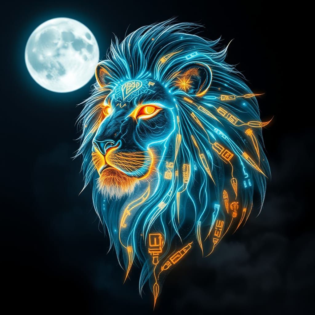Prismatic Lion Guardian of the Moonlit Sky