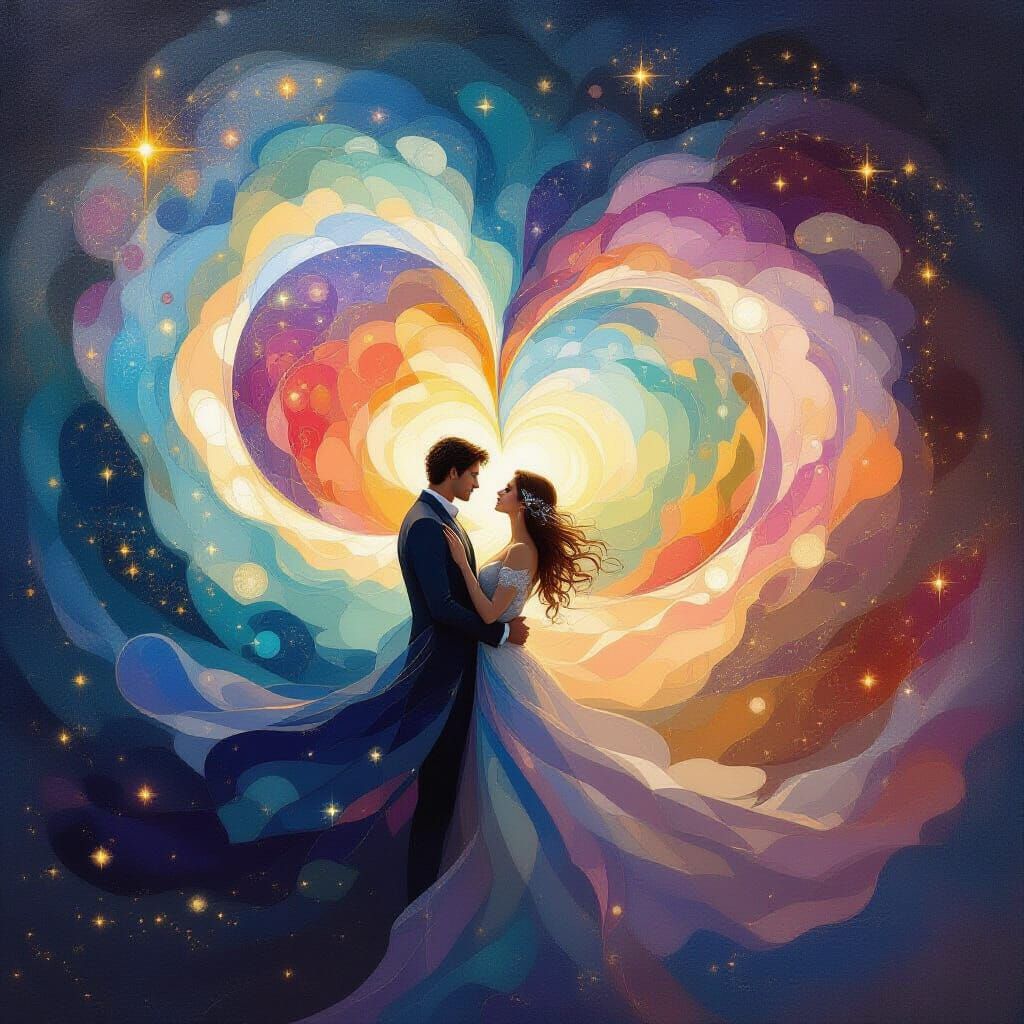 Celestial Soulmates in Vibrant Nebula