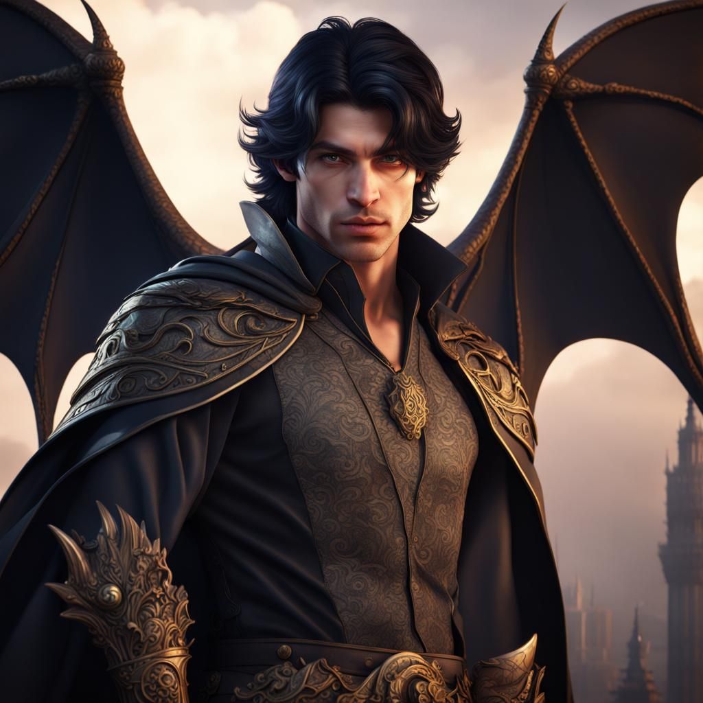 Princely Man with Bat Wings Fantasy Art