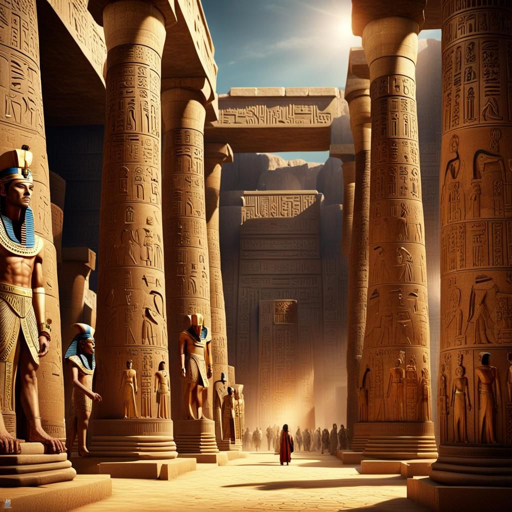 Egyptian Pharaoh in Ancient Marketplace