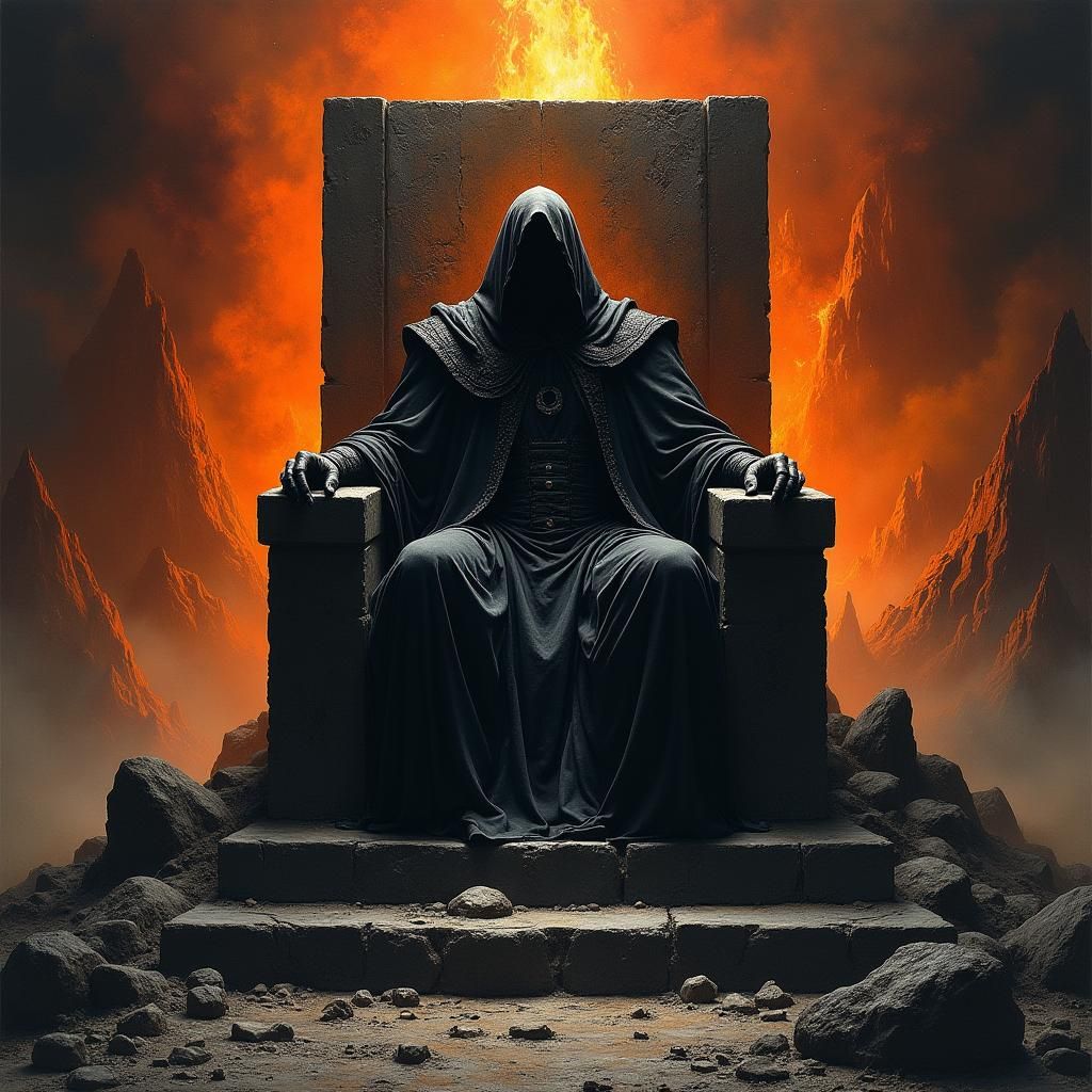 Sauron Enthroned: Gothic Dark Lord Illustration