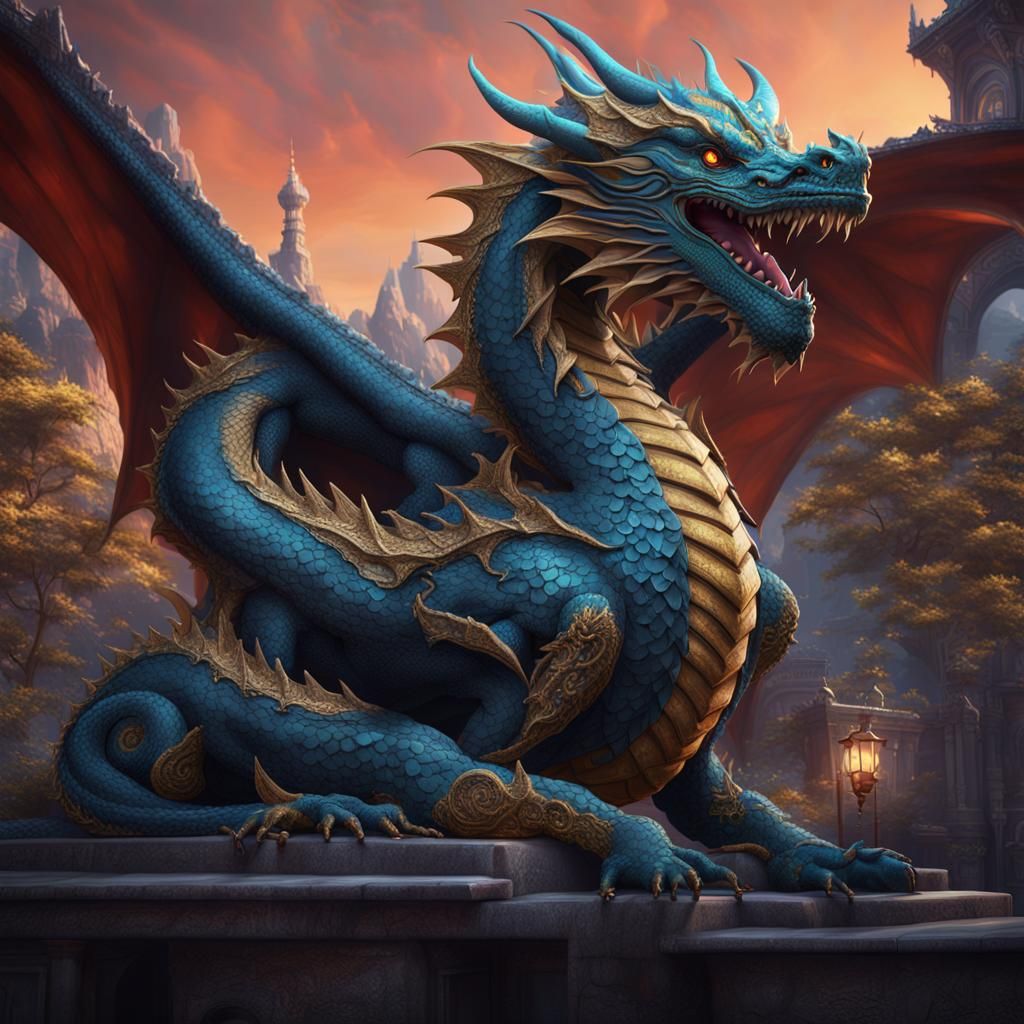 Fashion Police Dragon in Detailed Matte Painting