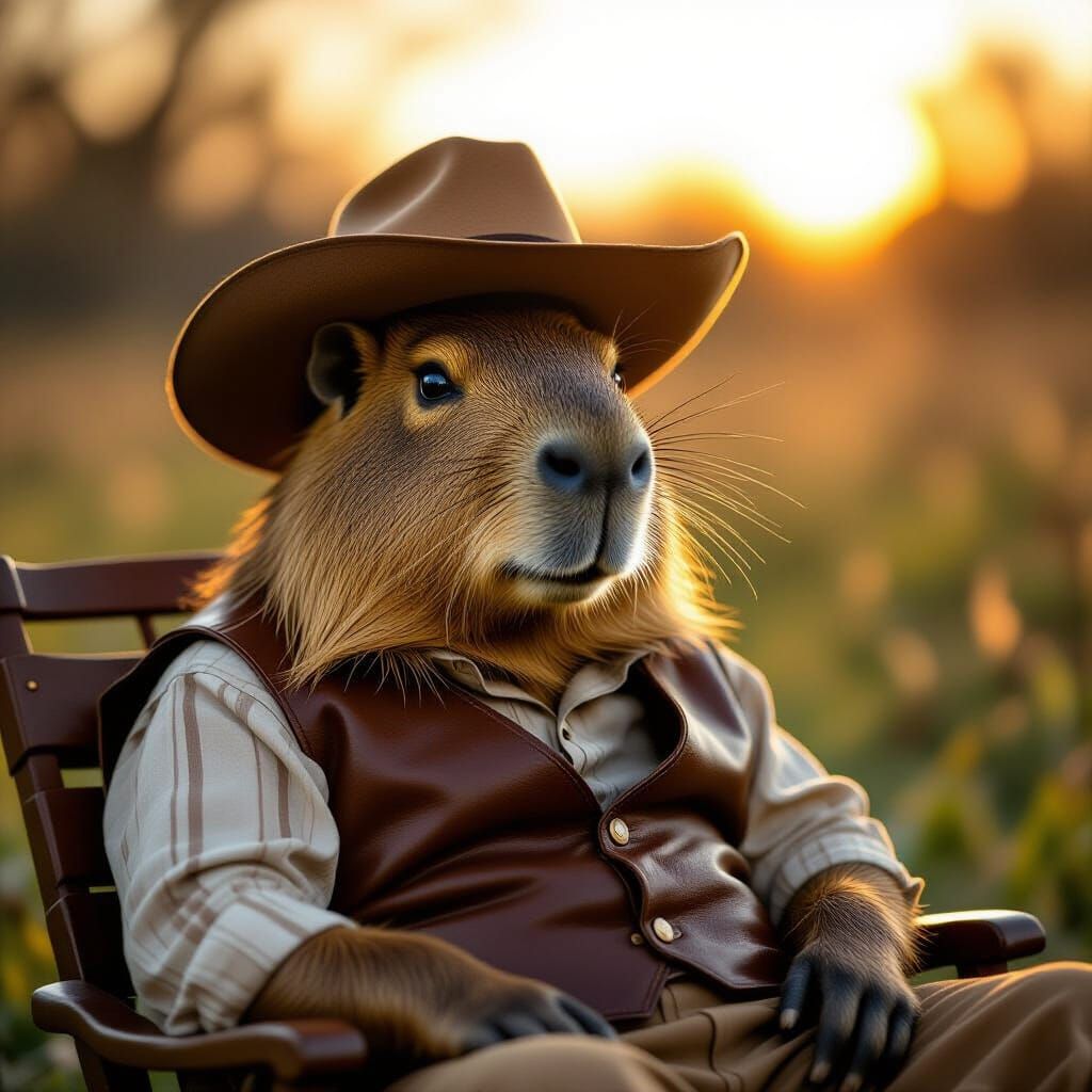 Capybara as Gaucho in Earthy Film Style