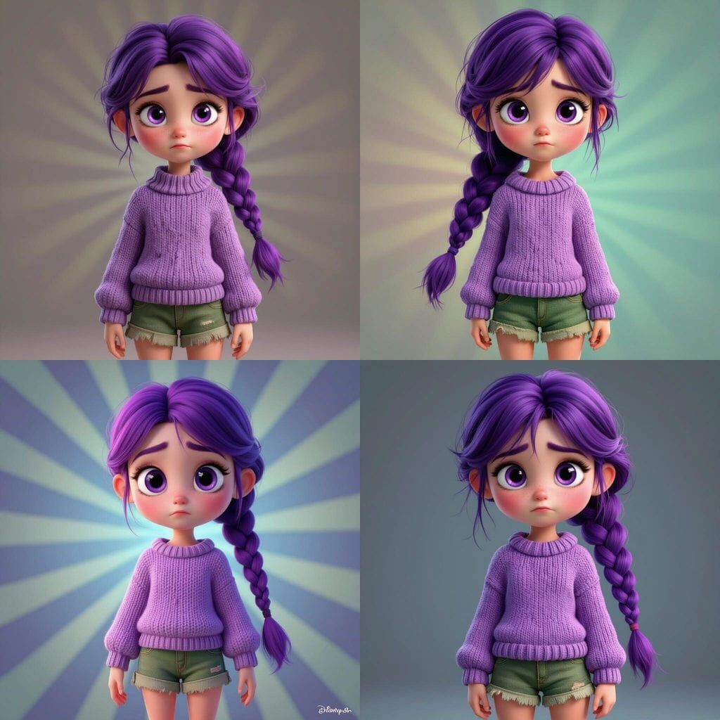 Cute Girl Character Design in Pixar Style