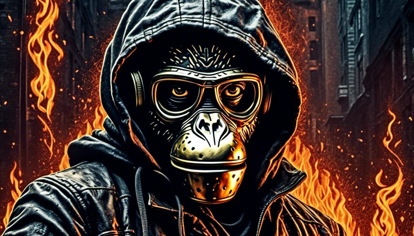 Rebellious Punk Icon in Gritty Urban Decay