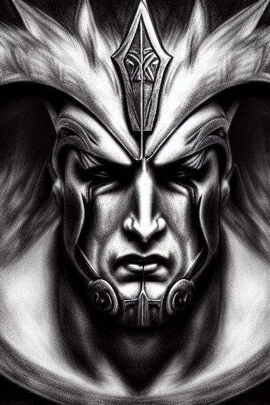 Ares: God of War as Punk Lord Charcoal Drawing