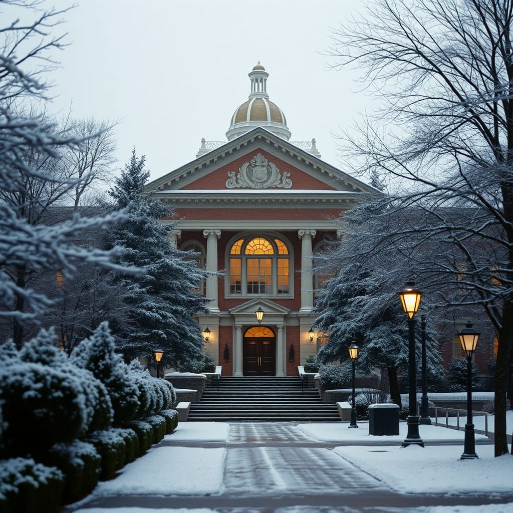 Majestic Winter Library Exterior on 35mm Film