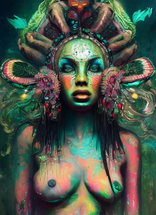 DJ Shaman Goddess with Intricate Glowing Skin