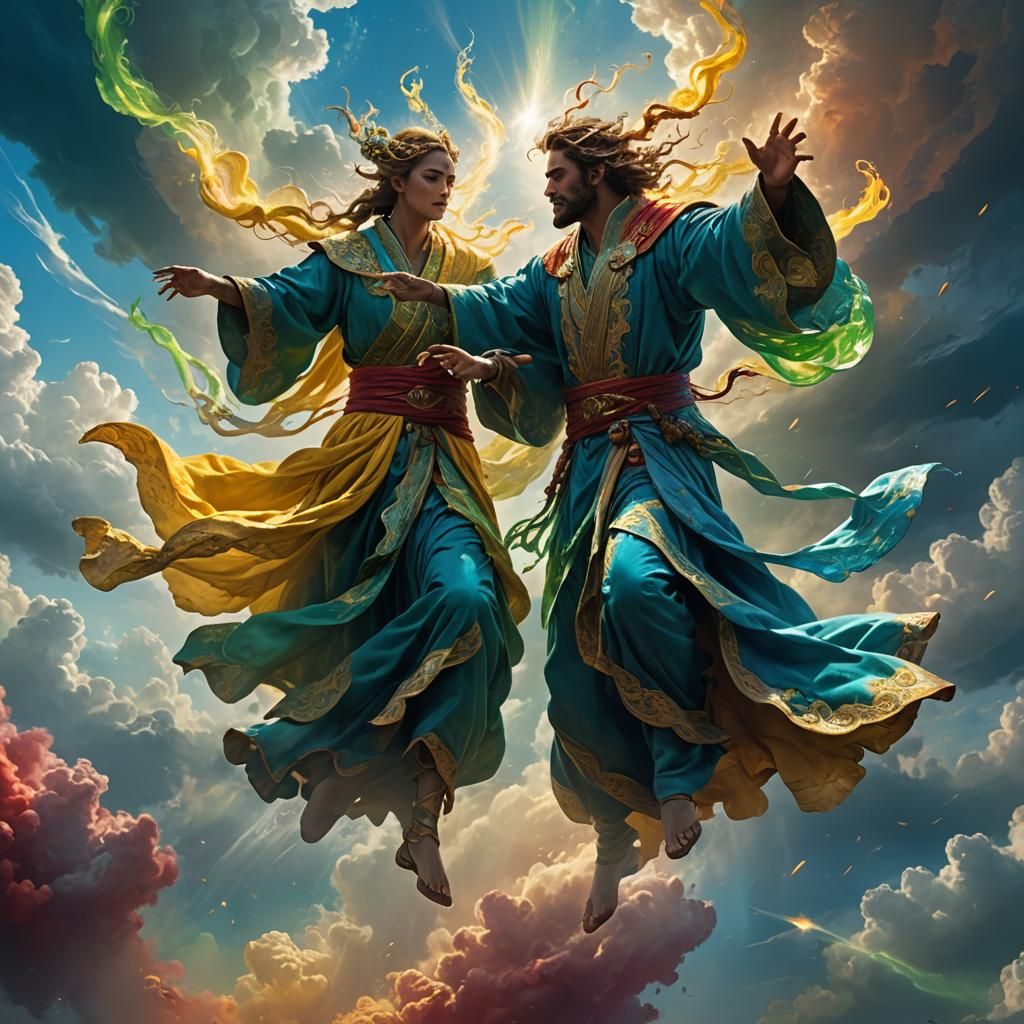 Air Elemental Dances in a Fantasy Sky