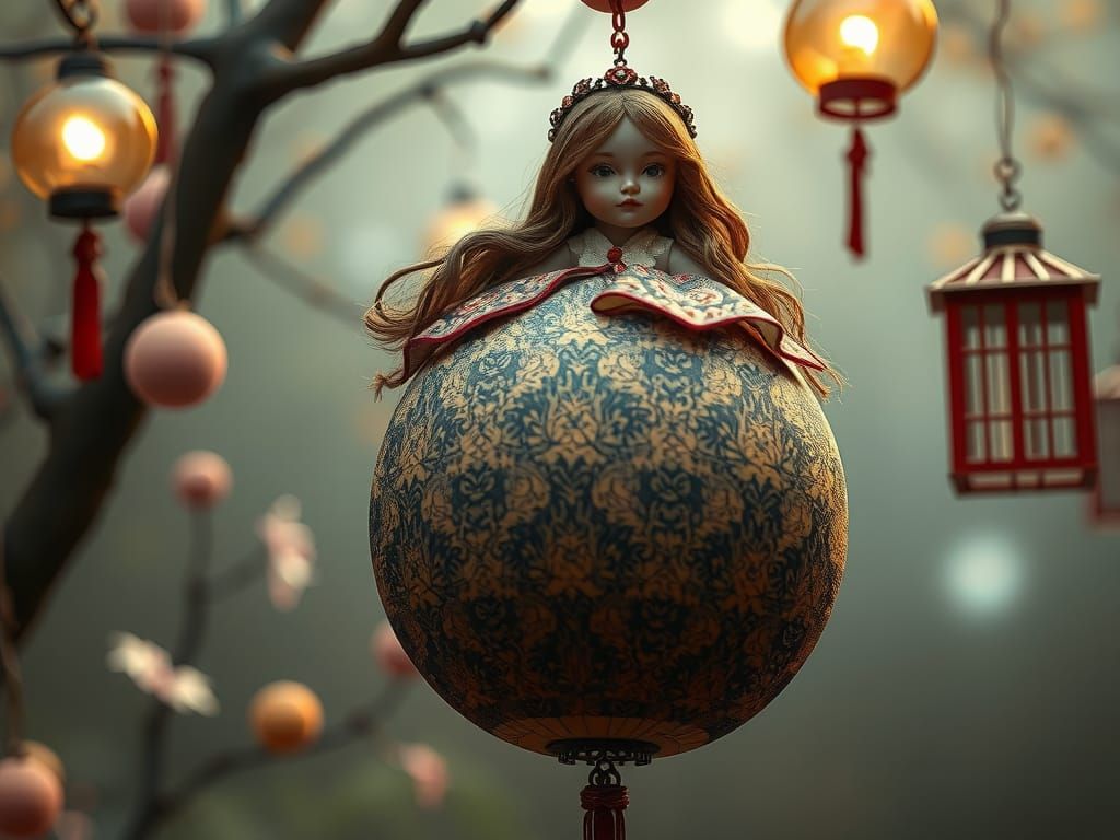 Ethereal Temari Doll in Semi-Raphaelite Style