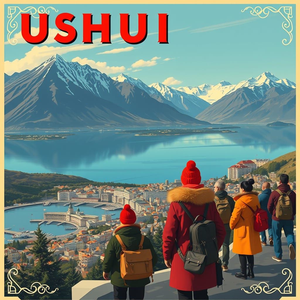 Ushuaia, Argentina Vintage Travel Poster