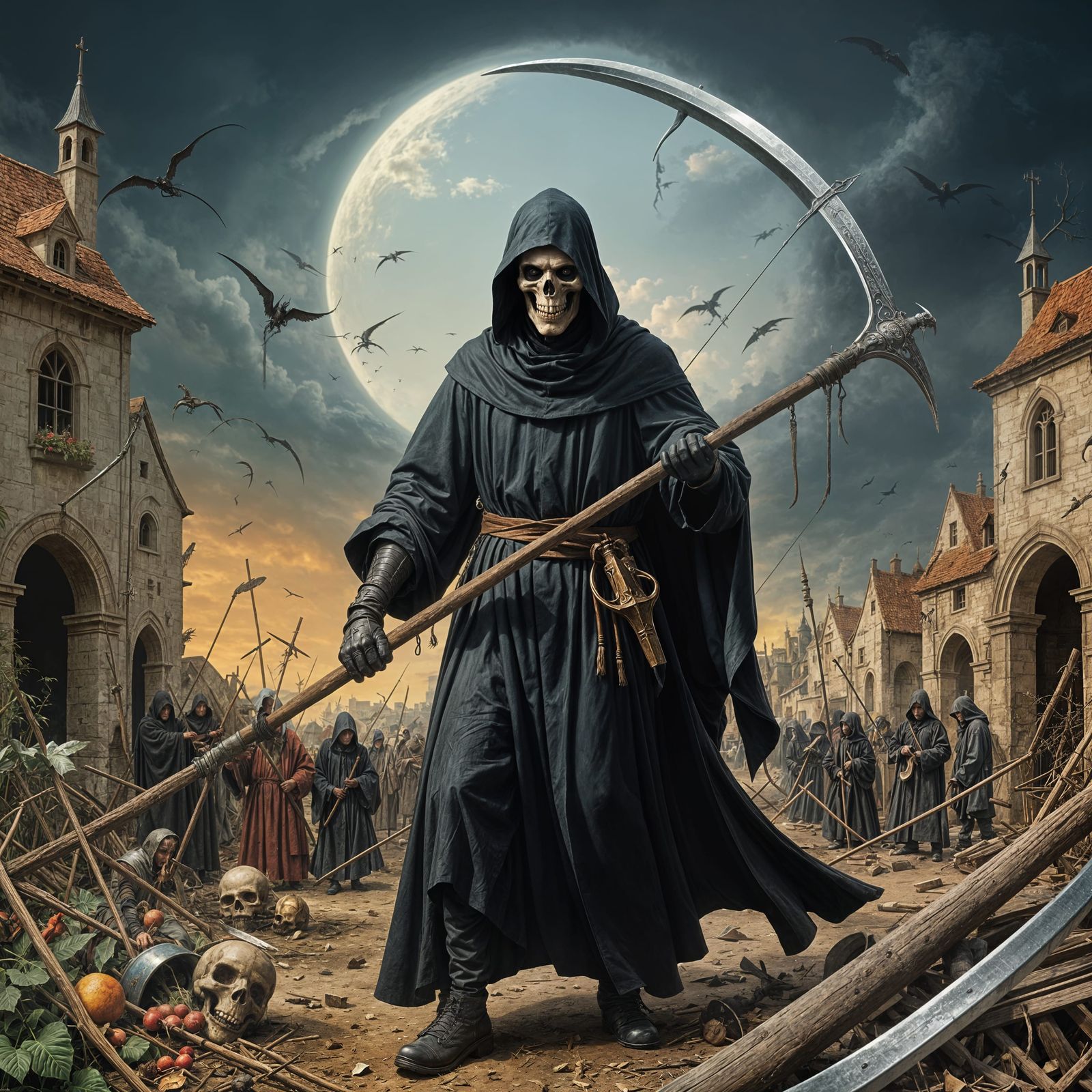 Dramatic Grim Reaper Art Inspired by Bosch