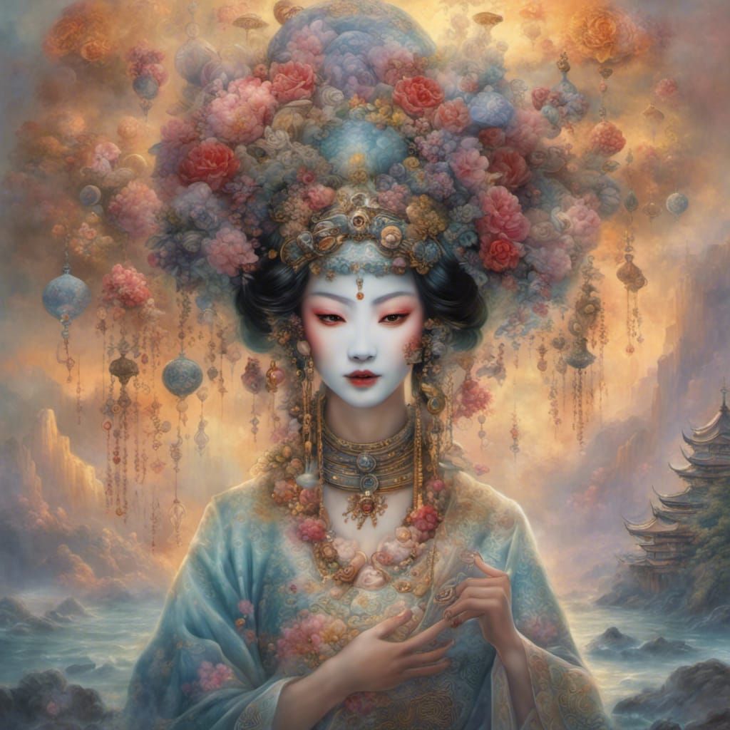 Esoteric Voodoo Goddess Mask in Ethereal Fantasy Style