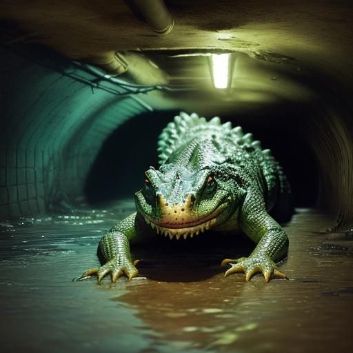 Hyperrealistic Alligators in Underground Sewer