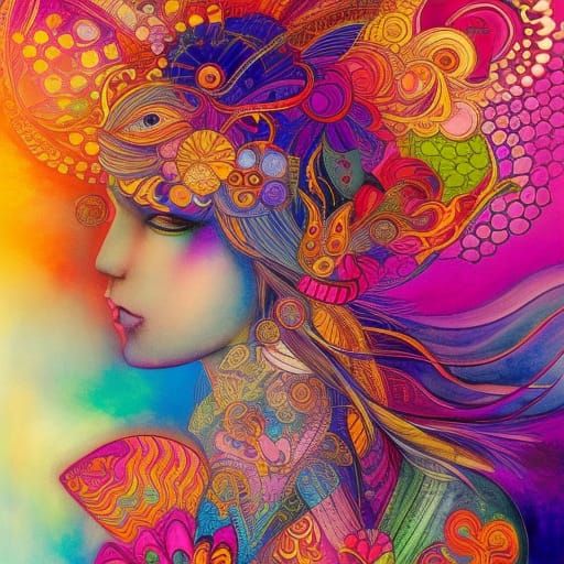 Vibrant Geometric Portrait with Saturated Colors