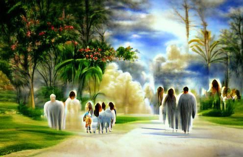 Eternal Family Walking with Christ in Heaven