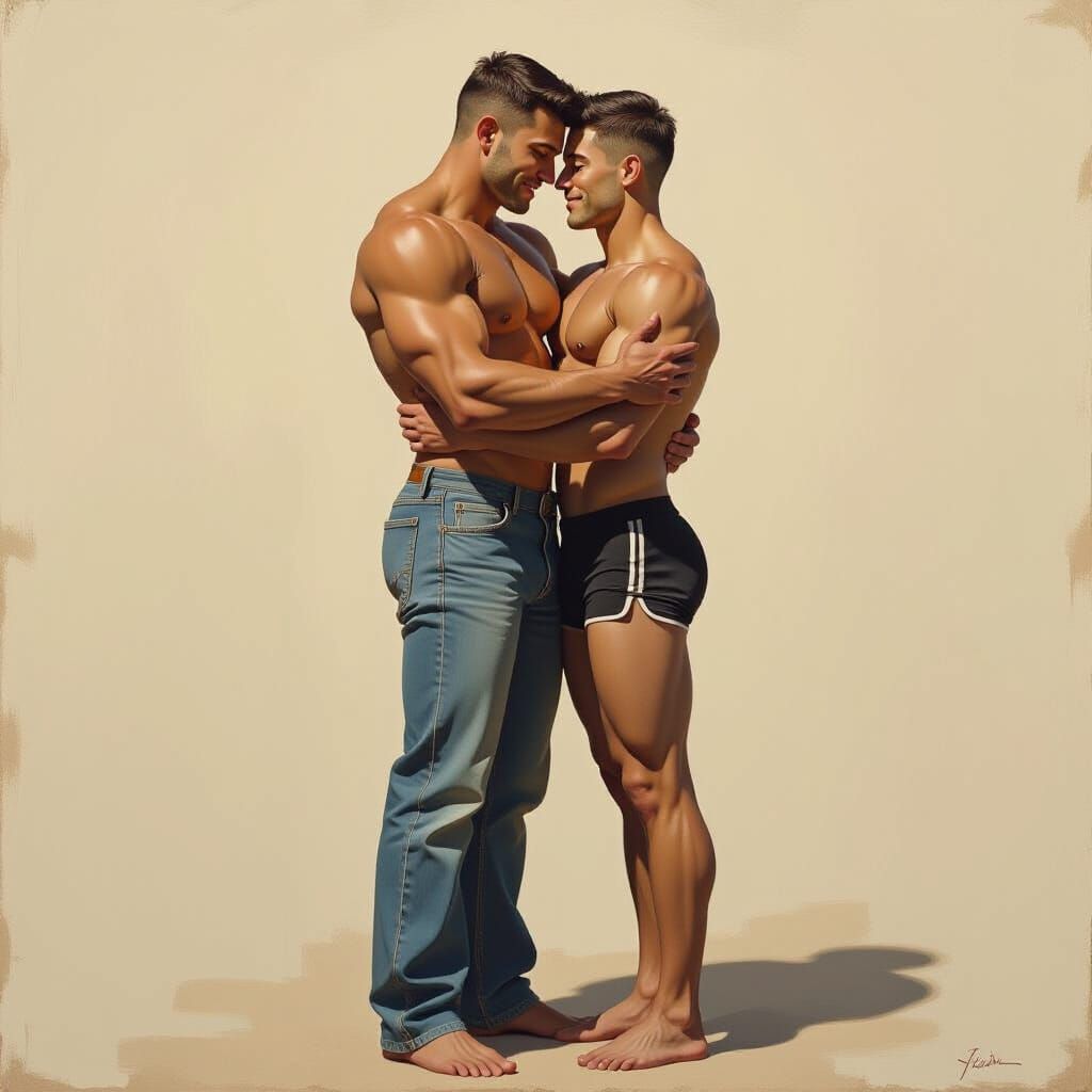 Intimate Embrace in Sensual Realism Style