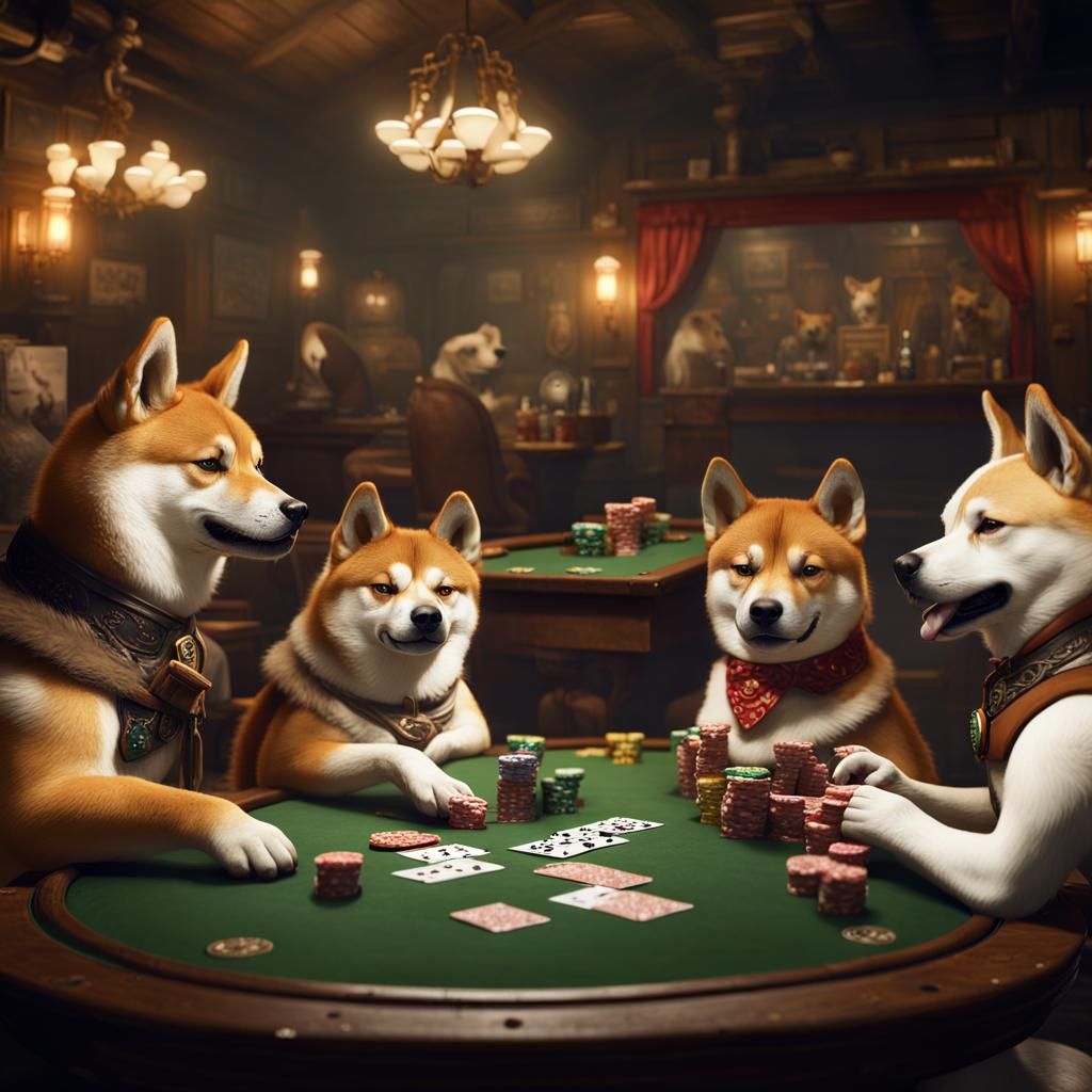 Dogs Playing Poker in Saloon, Fantasy Concept Art