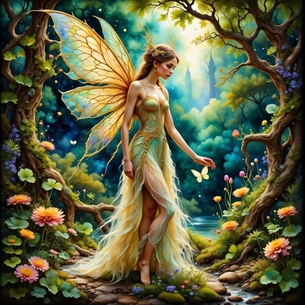 Ethereal Fairy in Whimsical Forest Art