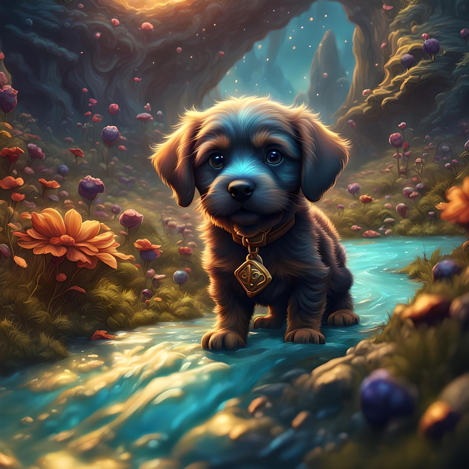 Puppy Asks You to Follow: Detailed Matte Painting