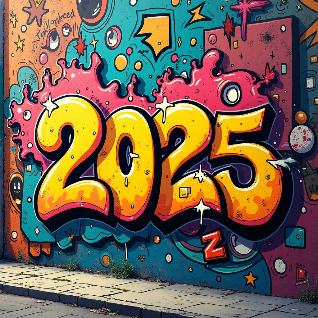 Dynamic Graffiti Art with Bold Text in Comic Style