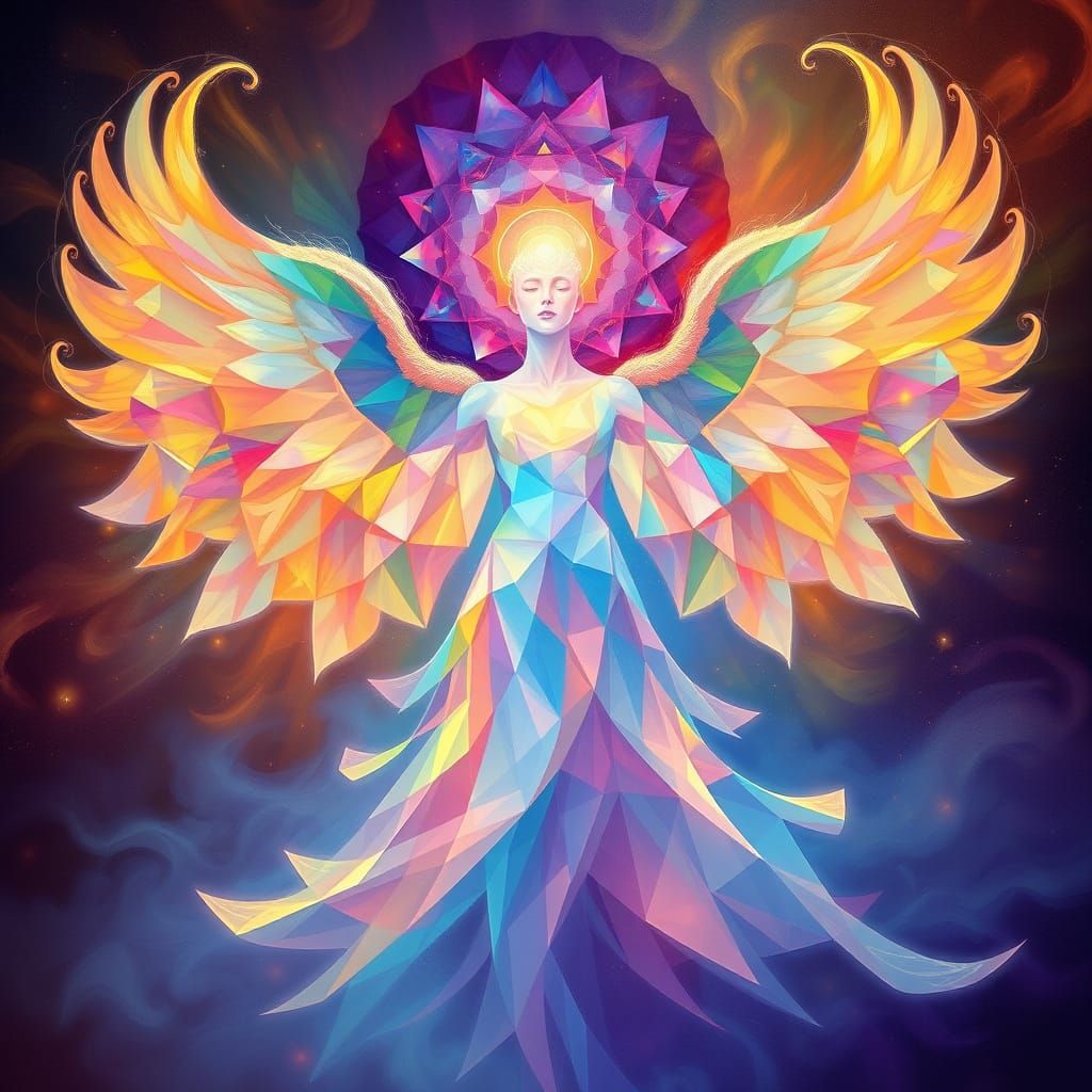 Angelic Geometric Beings in Ethereal Harmony