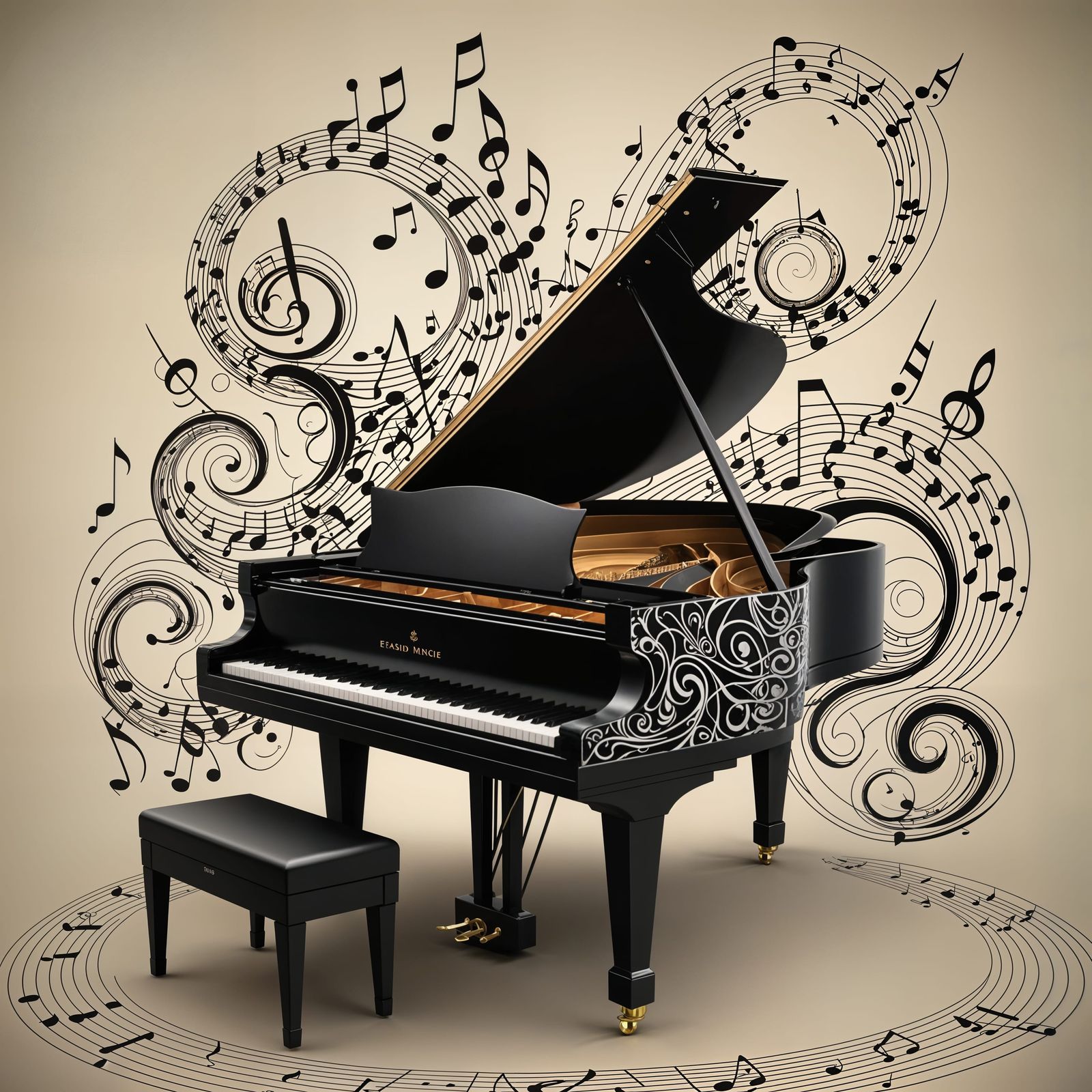 Abstract Fractal: Love Song on Piano Sheet Music