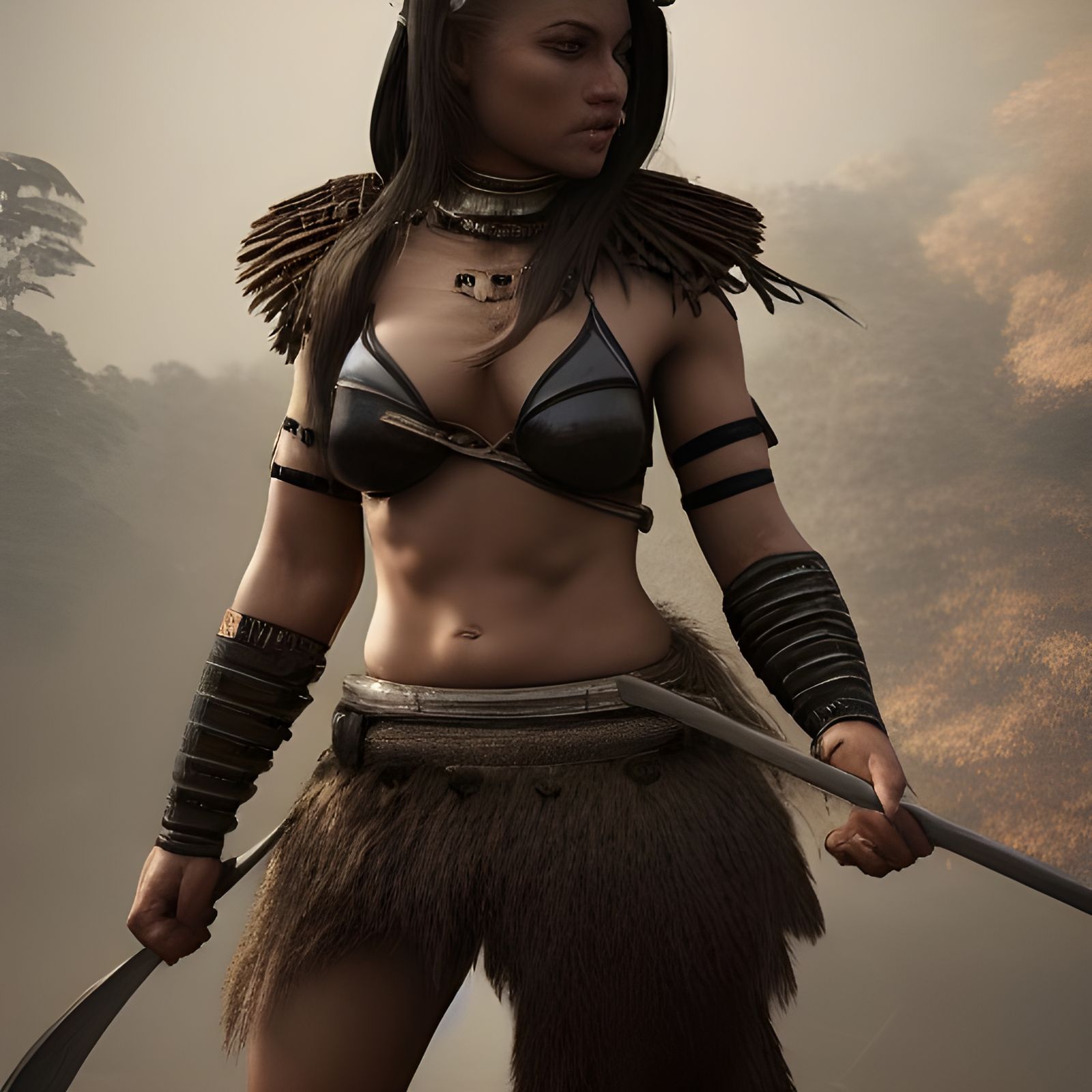 Detailed Photo of a Confident Female Warrior