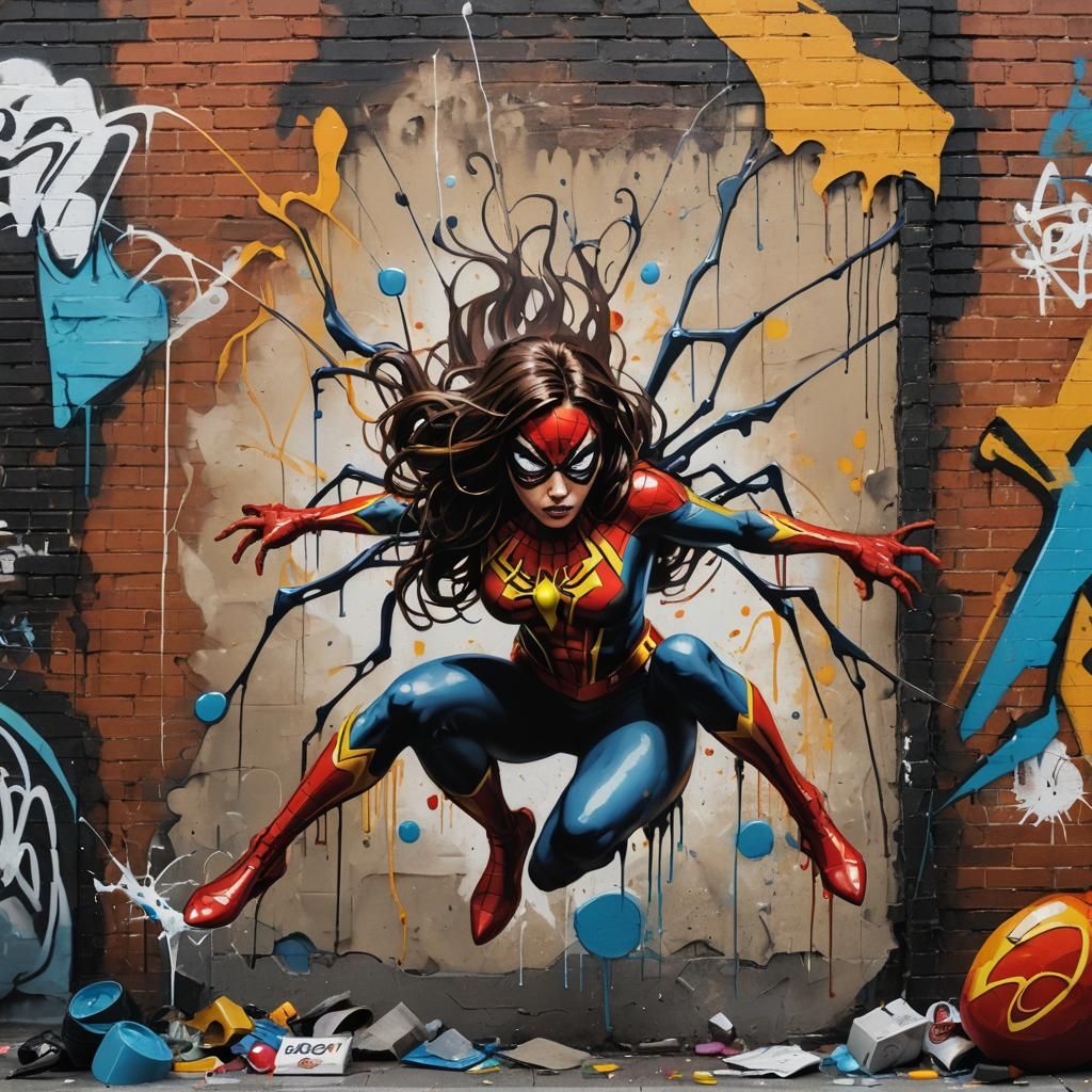 Spider-Woman in Graffiti Art Style