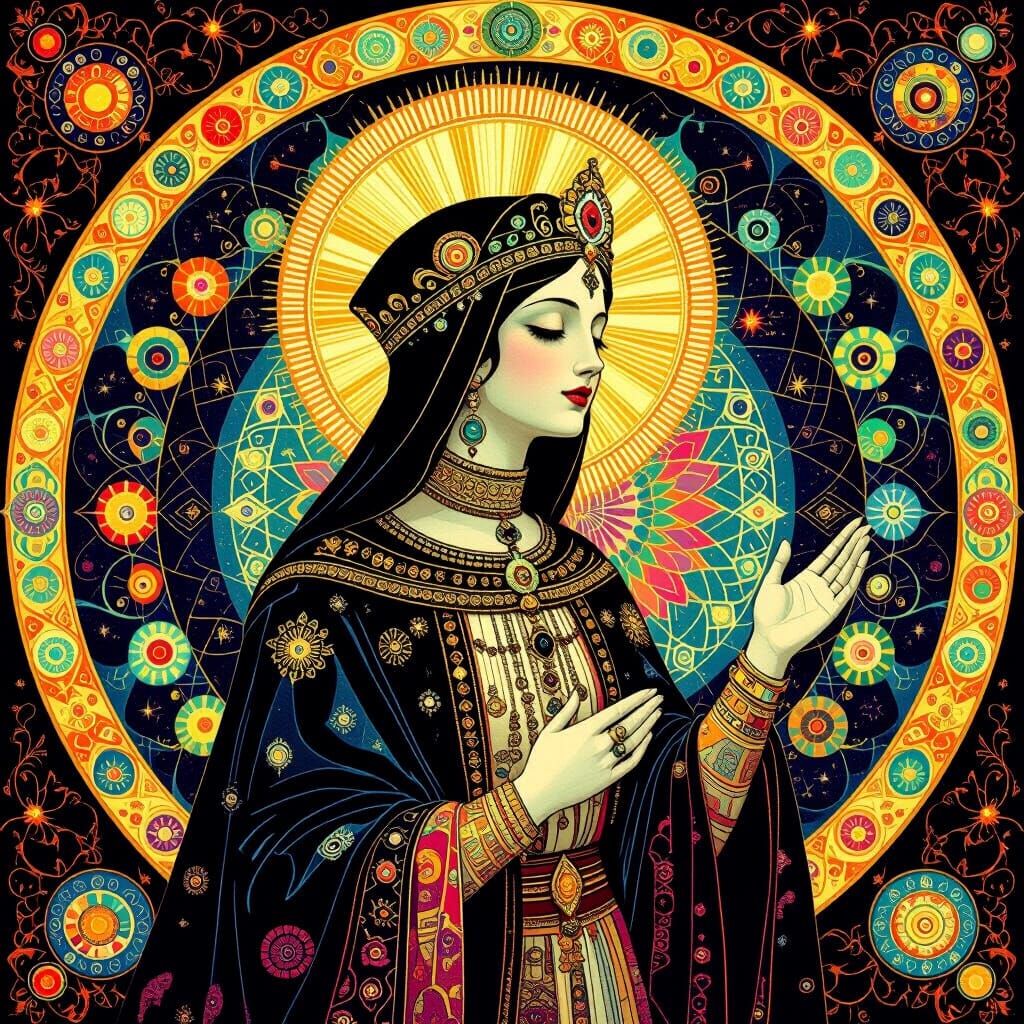 Pilgrim's Soul in Cosmic Vortex: Maximalist Digital Art