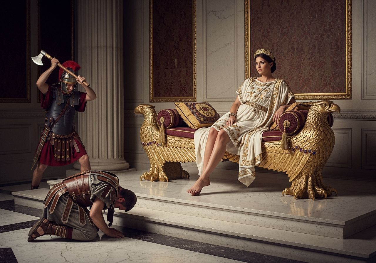 Roman Empress Lounging on Eagle Divan in Throne Room