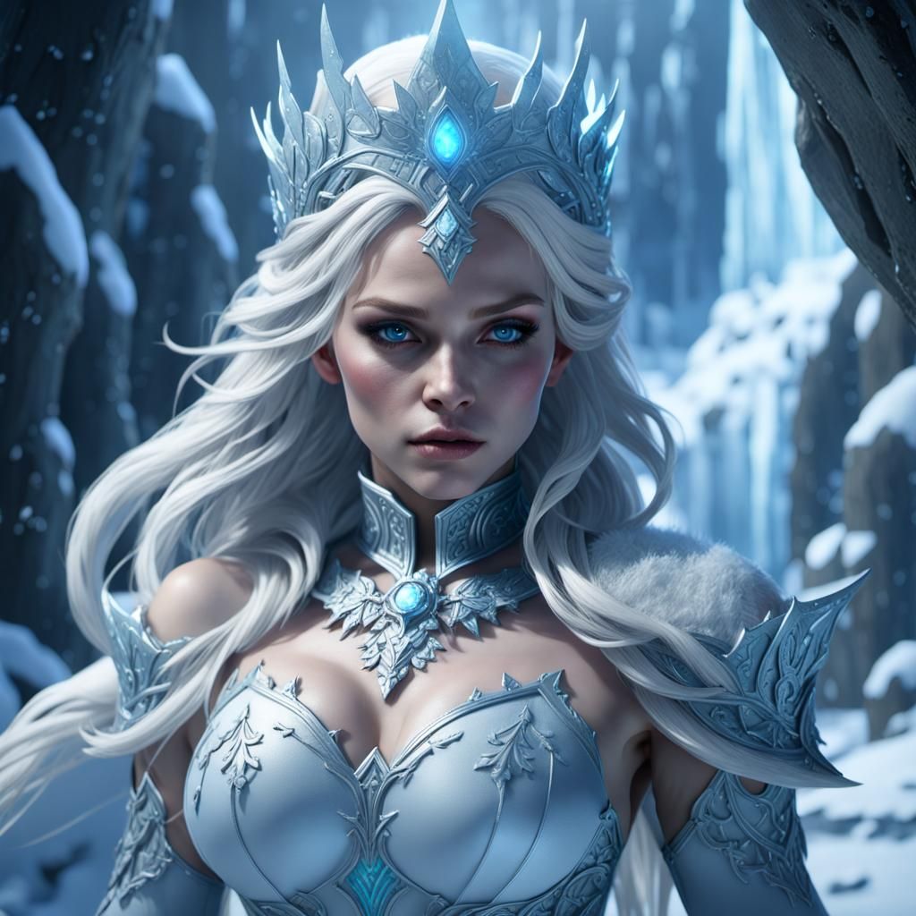 Epic Ice Queen in Dark Fantasy Style