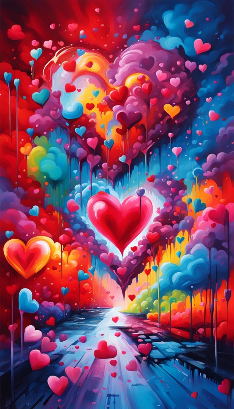 Valentine's Day Graffiti Art in Splash Art Style