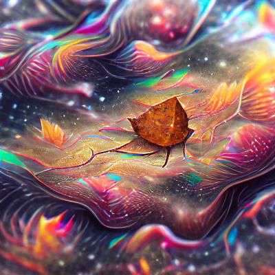 Holographic Autumn Leaf in Cosmic Astral Style