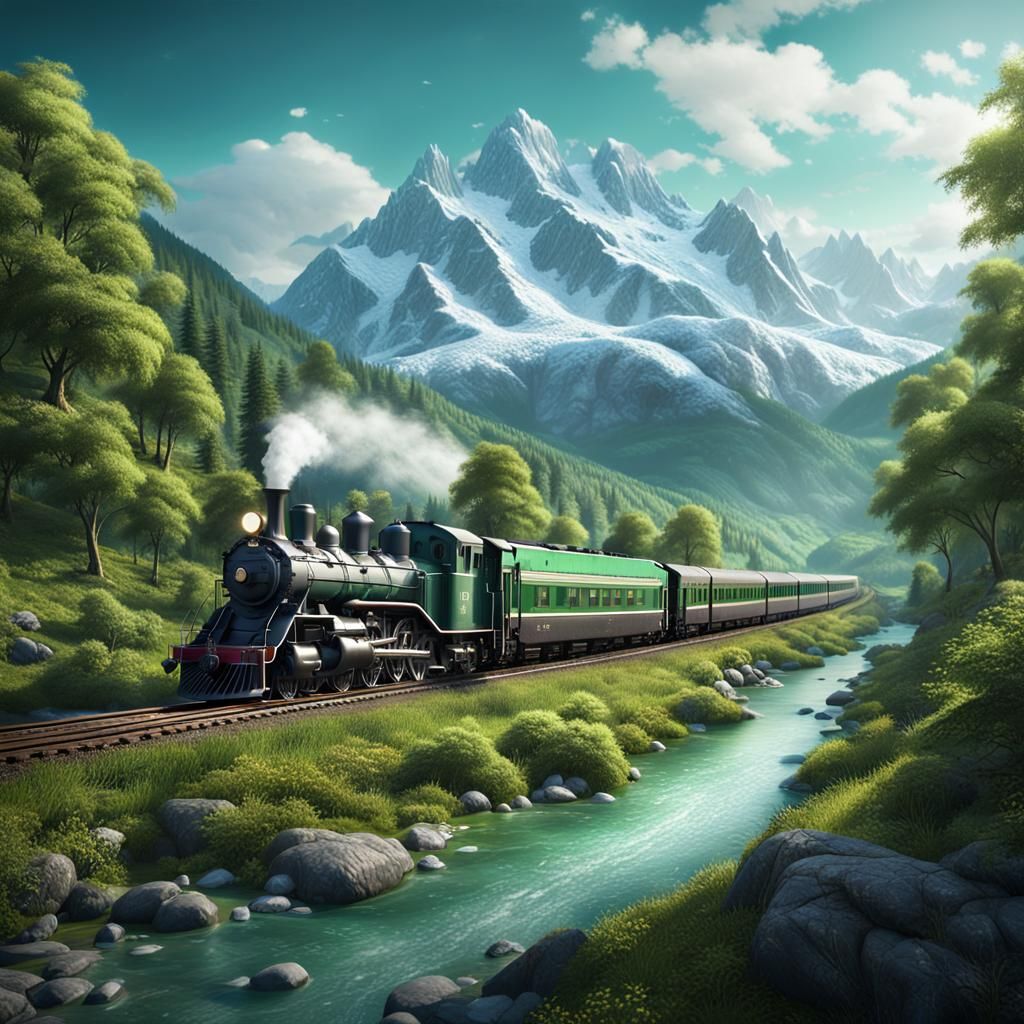 Train Journey Through a Fantastical Valley