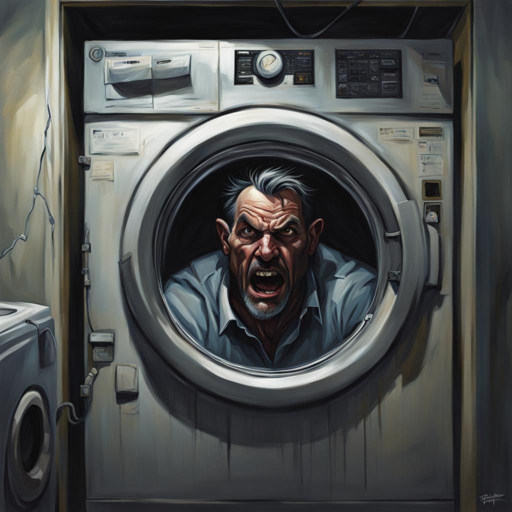 a person trapped in a washing machine sinister by Greg Rutko...
