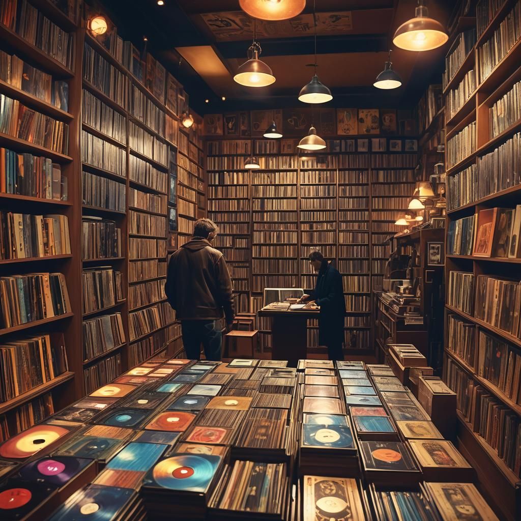Mystical Vinyl Record Shop in Detailed Matte Painting