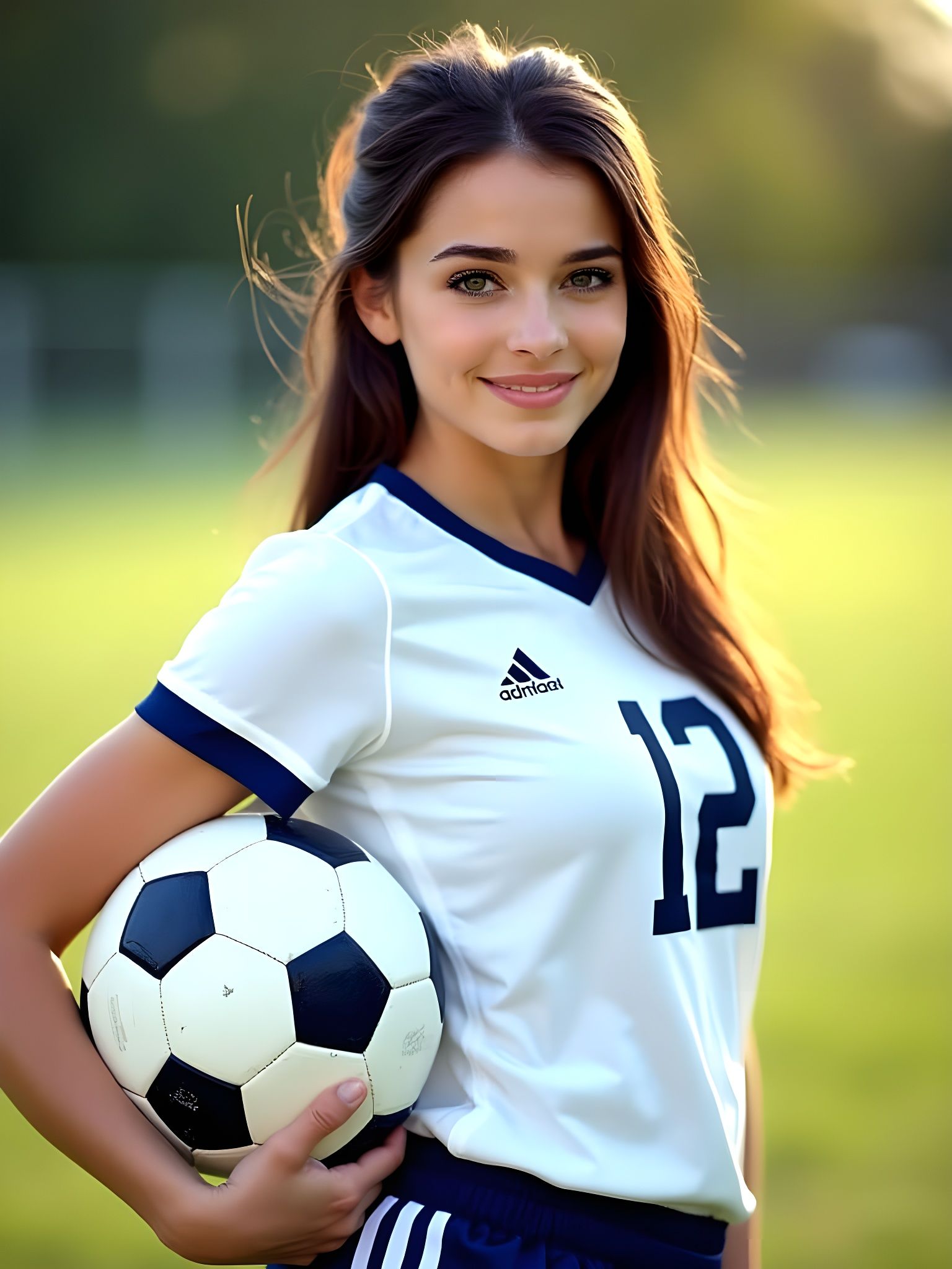 Soccer Star Anne Hathaway in Photorealistic Portrait