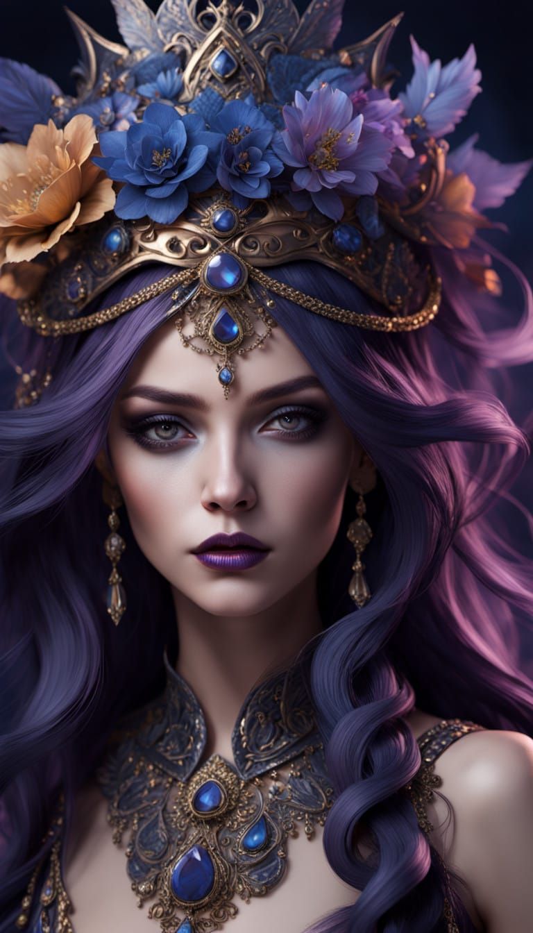 Ethereal Goddess with Dark Allure and Mystical Beauty