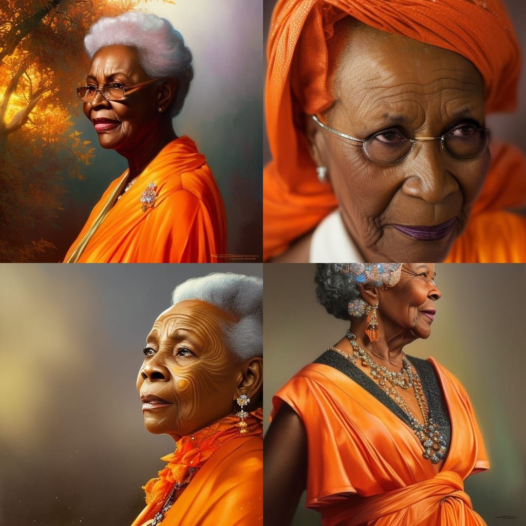 beautiful old African American grandmother in a beautiful or...