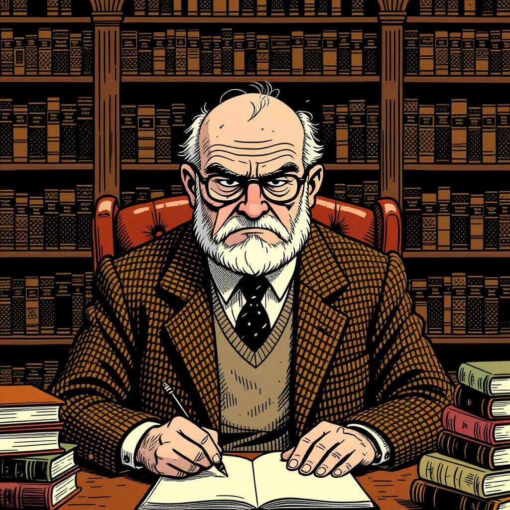 Disgruntled Curmudgeon in a Classic Library