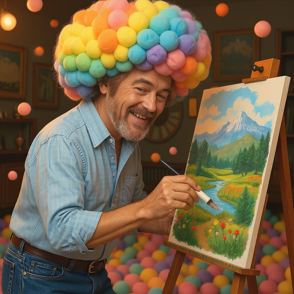 His brush? A pom. His canvas? The world.