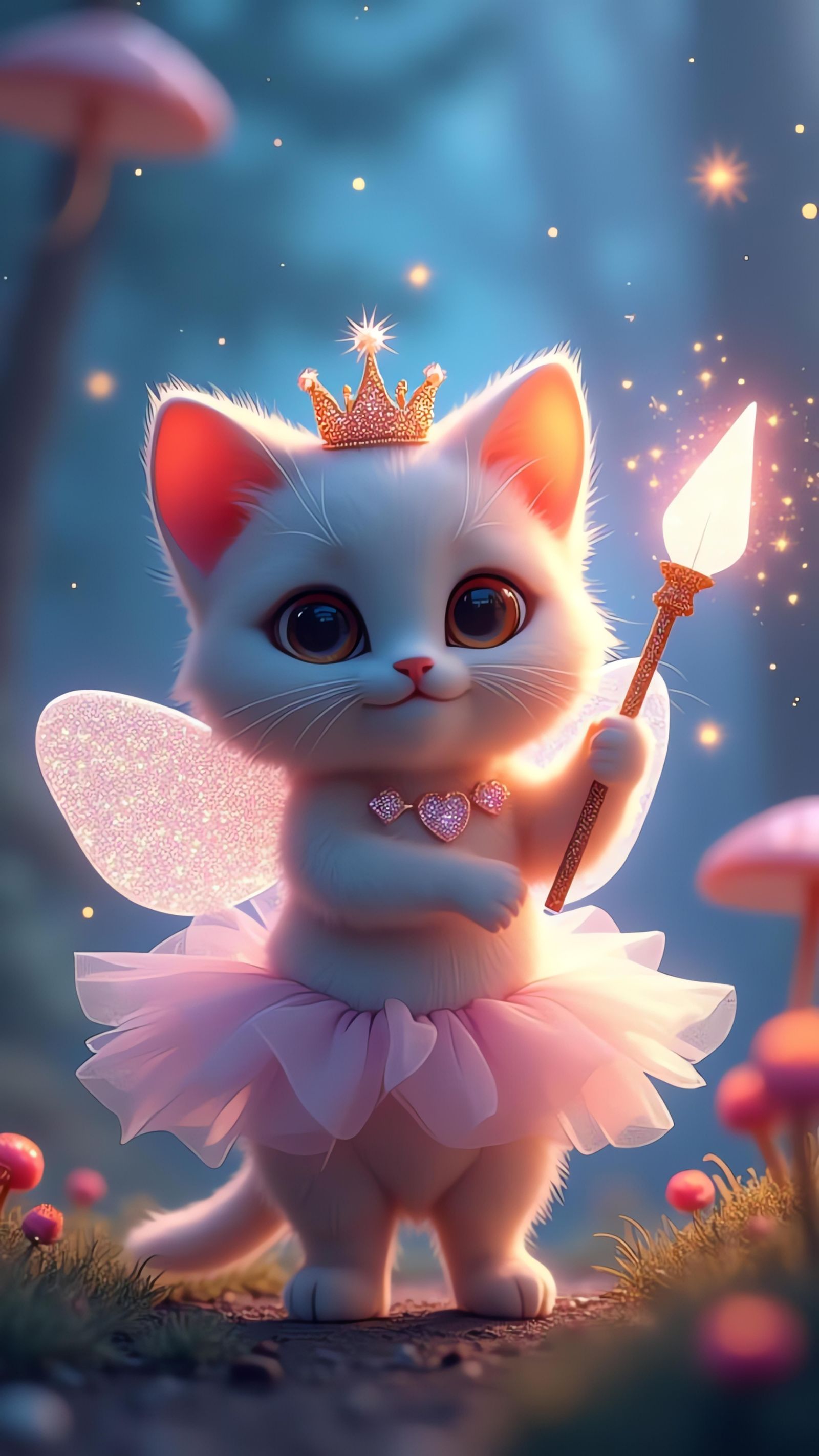Fairy Kitten in Magical Forest: 3D Anime Art