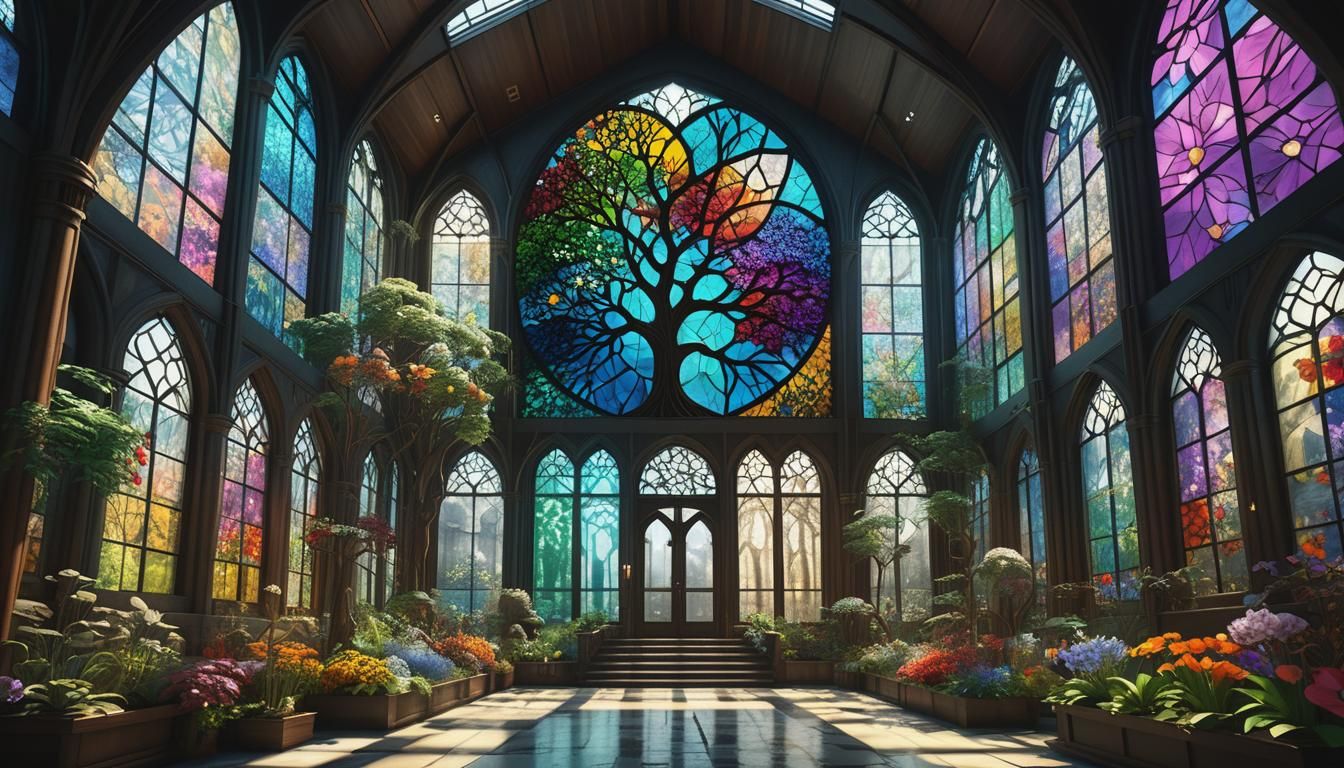 Stained Glass Atrium with Tree of Life