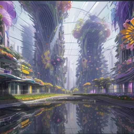 Colorful Futuristic Cityscape in Hundertwasser Style