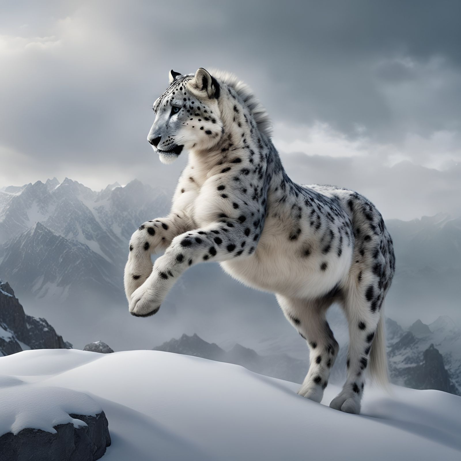 White Horse with Snow Leopard Markings