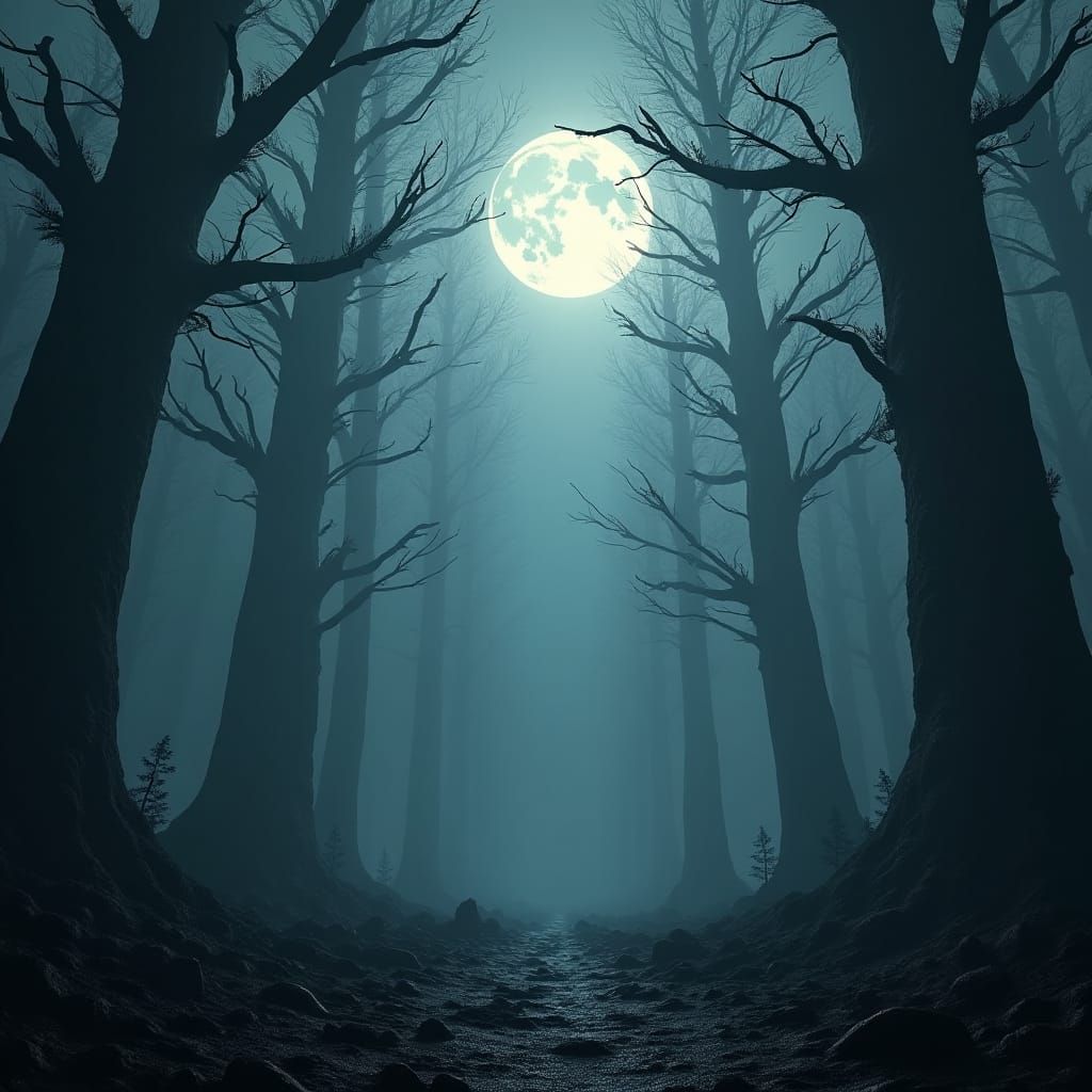 Eerie Forest Landscape with Claw Marks