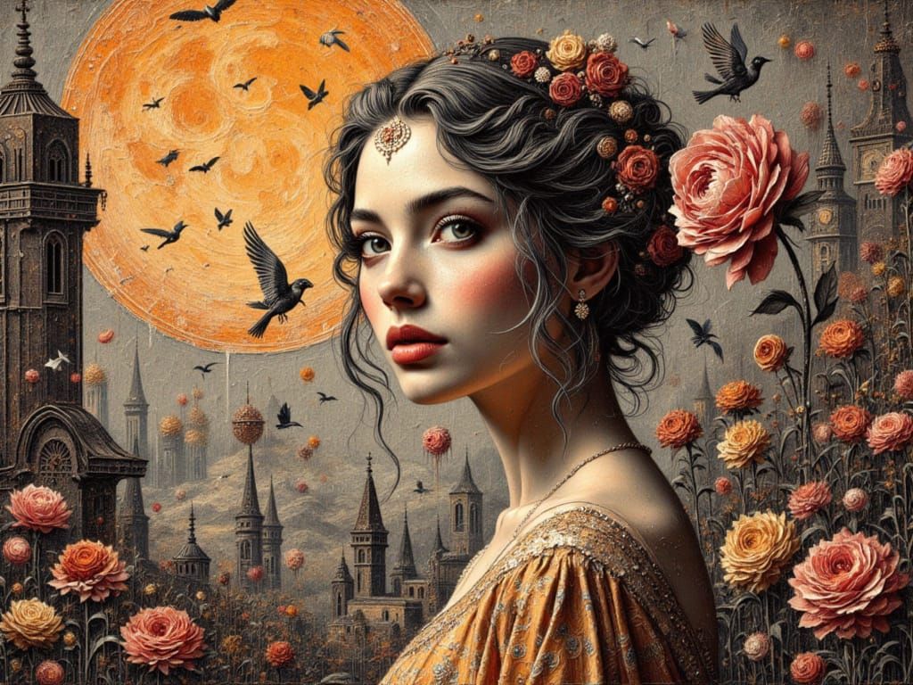 Surreal Earth and Bricks Landscape in Divine Oil Style