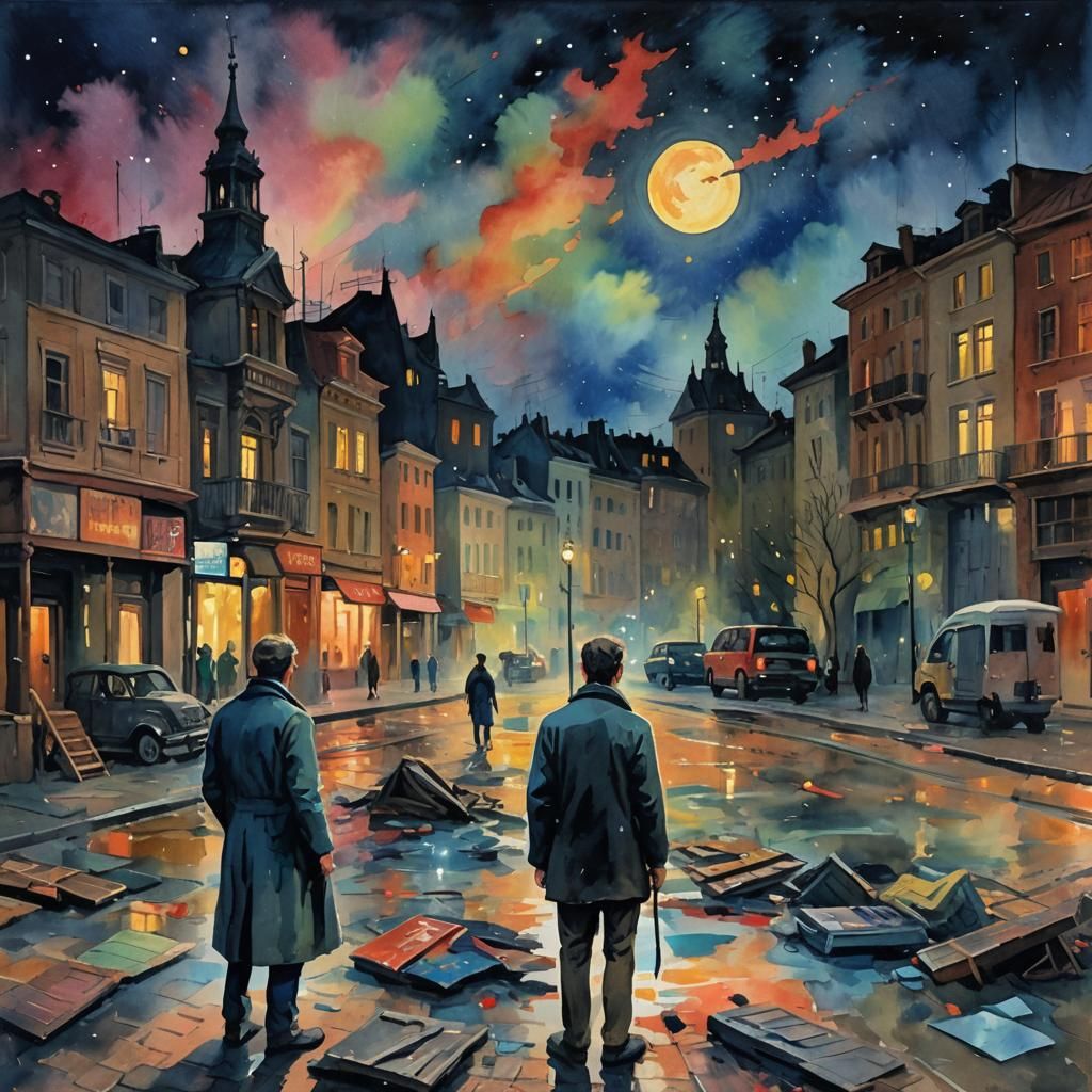 Impressionist Gouache Night Disruptions in 8k Resolution