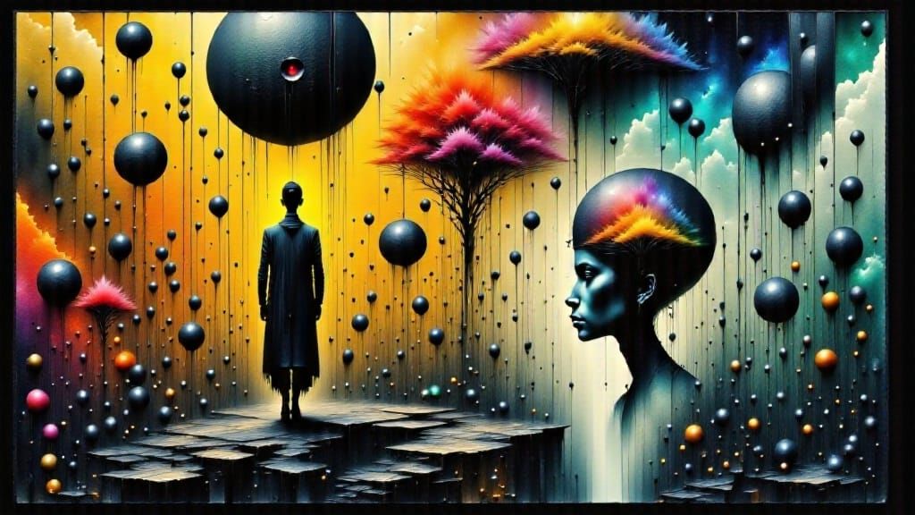 Surrealist Masterpiece: Shadowy Puppeteer Controls World Glo...